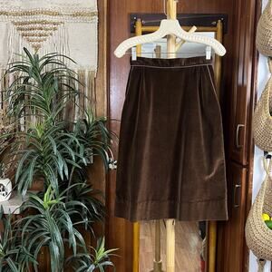 Vintage Brown Velvet Pencil Skirt XS | 90s Union Made in USA High Waist Academic